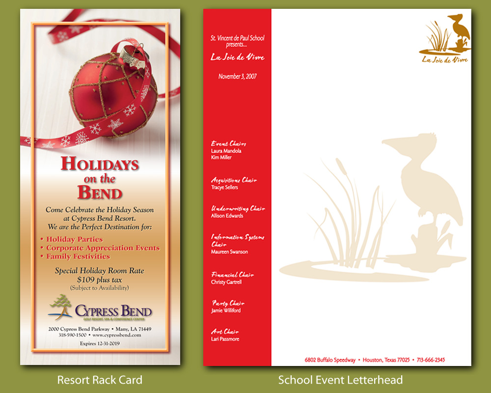 Cypress Bend Rack Card and Joie de Vie Letterhead